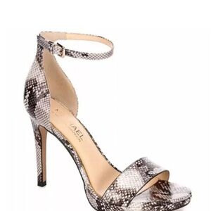 Michael Kors Women's Angelica Faux Snakeskin Open Toe Stiletto Heels Size 6